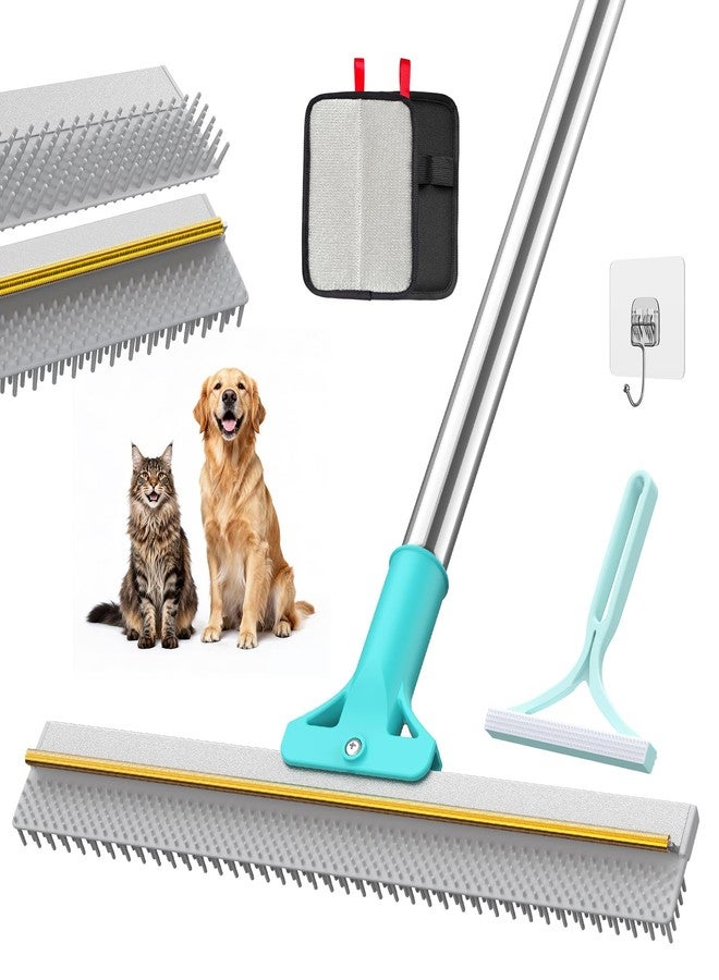 TIKIWIK Carpet Rake for Pet Hair Removal with Extra-Long and Thickened Brush, 3-Pack Pet Hair Removal Tool, 54" Adjustable Long Handle, Cat and Dog Hair Remover for Carpets, Sofa, Clothes, Couch and Stairs - Image 1